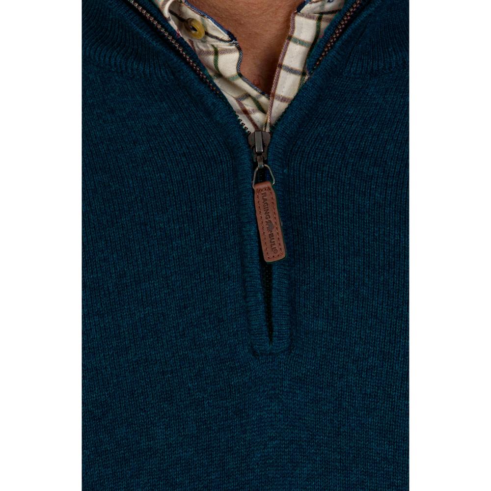 RAGING BULL KNITWEAR COTTON CASHMERE QUARTER ZIP FUNNEL NECK SWEATER