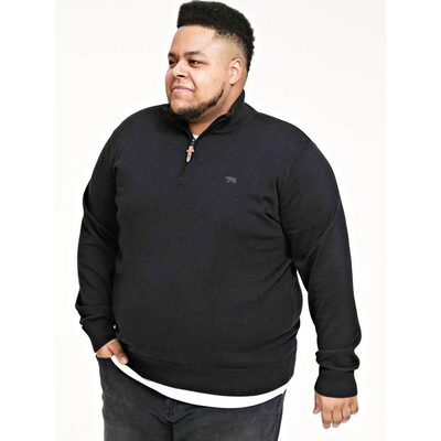 D555 GIUSEPPE QUARTER ZIP LIGHTWEIGHT COTTON SWEATER BLACK