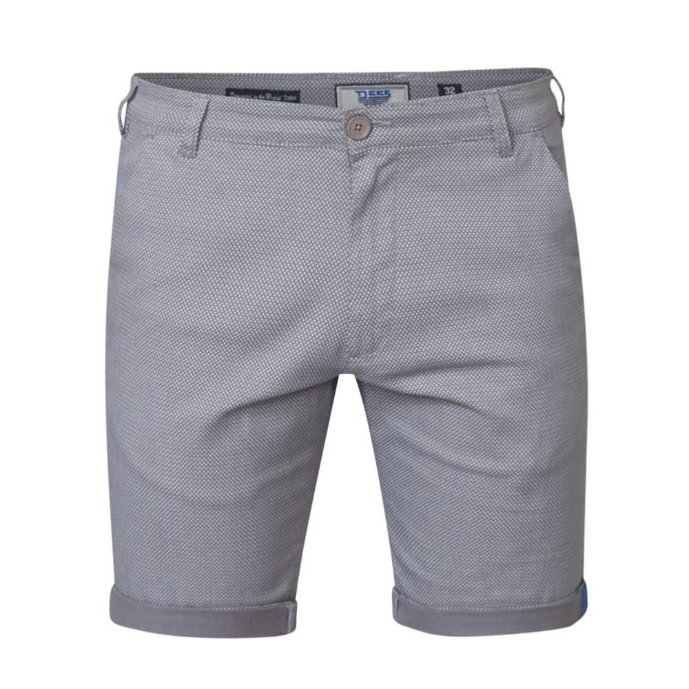 D555 CALVIN MICRO PRINT COTTON STRETCH CHINO SHORTS GREY