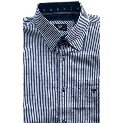 COTTON VALLEY SHORT SLEEVE STRIPED SHIRT NAVY/WHITE
