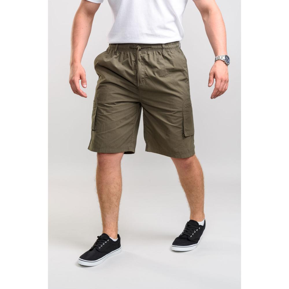 D555 NICK LIGHTWEIGHT CARGO SHORTS WITH ELASTICATED STRETCH WAISTBAND KHAKI