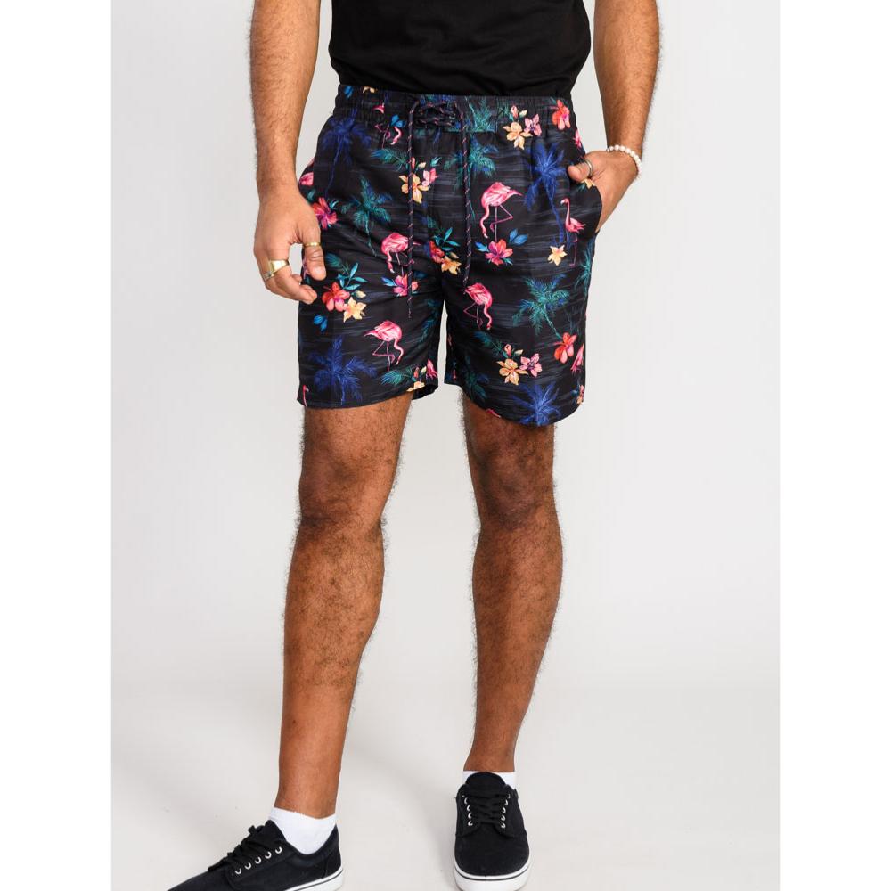 D555 CAMPTON FLAMINGO TROPICAL PRINT POOL SHORTS