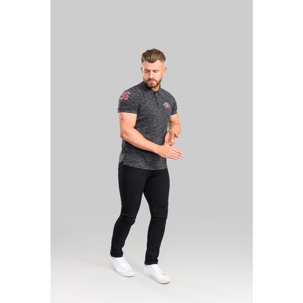 D555 CLAWTON BROOKLYN ATHLETICS RENO POLO WITH CHEST AND SLEEVE EMBRIODERY CHARCOAL - 7XL CLEARANCE