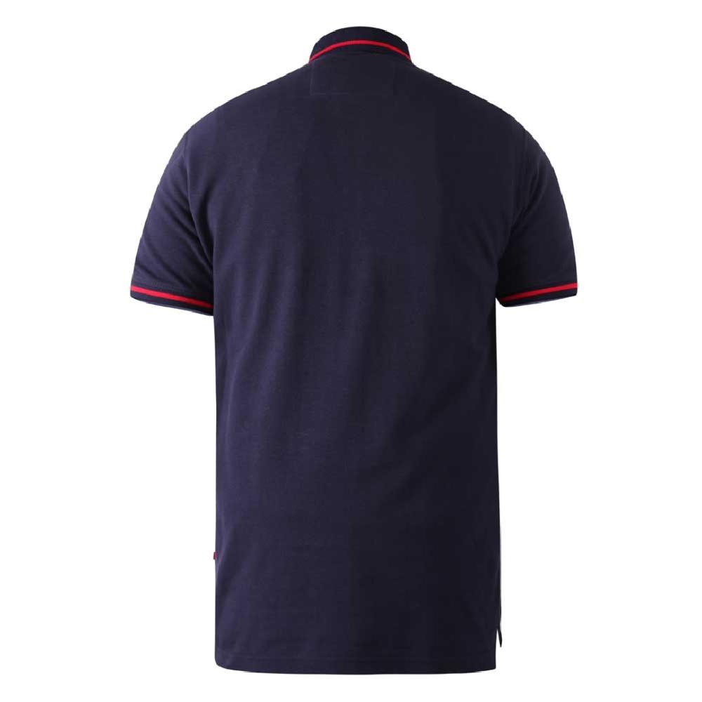 D555 SLOANE KINGSIZE COTTON PIQUE POLO WITH CHEST EMBROIDERY AND COLLAR INTEREST NAVY