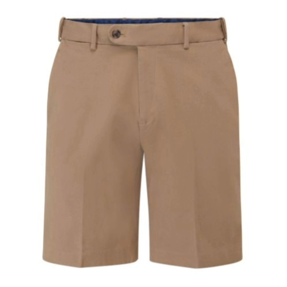 SKOPES Mens Peach Cotton Chin Shorts with Comfort Stretch Waist Biarritz Stone