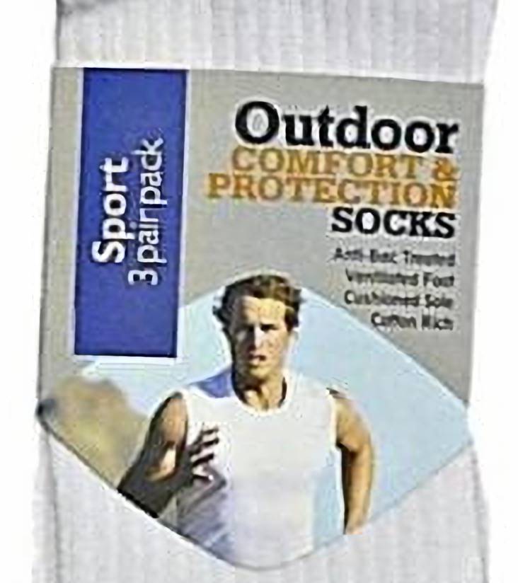 HJ HALL 3 PACK COMFORT SPORTS SOCKS WHITE 11-13 UK