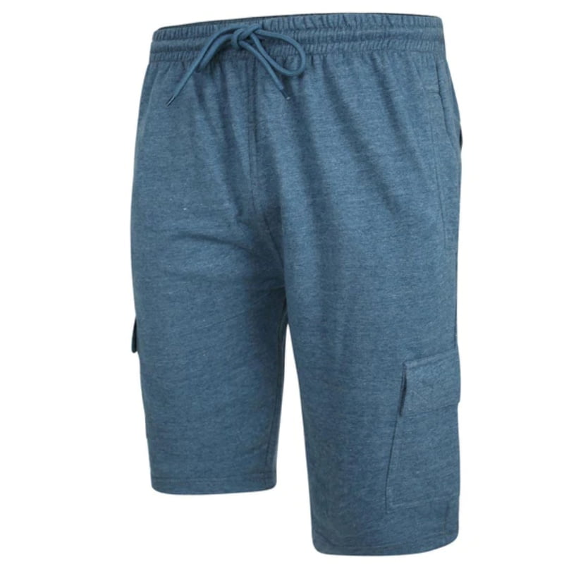 KAM JERSEY JERSEY CARGO JOG SHORTS DENIM MARL