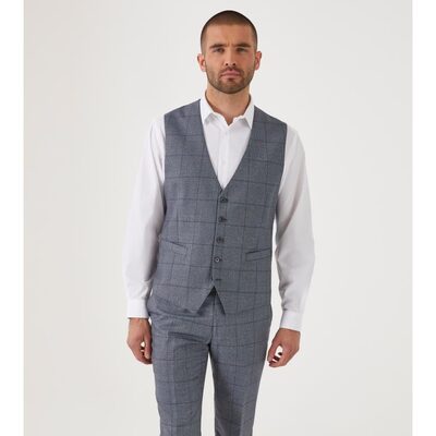 SKOPES-REECE TAILORED HERITAGE CHECK WAISTCOAT BLUE CHECK