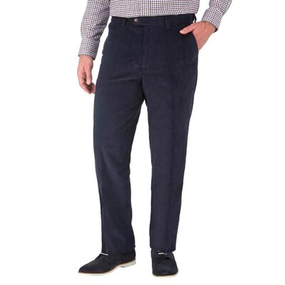 SKOPES LEWIS CORDUROY TROUSERS WITH ACTIVE WAIST NAVY
