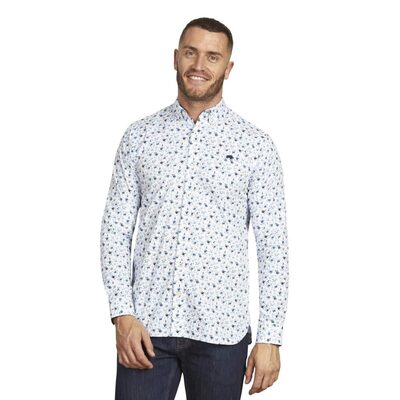 RAGING BULL LONG SLEEVE BLOSSOM PRINT SHIRT WHITE
