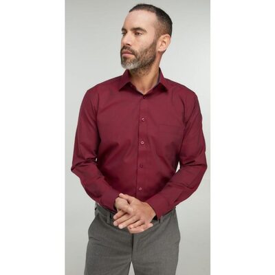 DOUBLE TWO PURE COTTON LONG SLEEVE WOVEN SHIRT RED