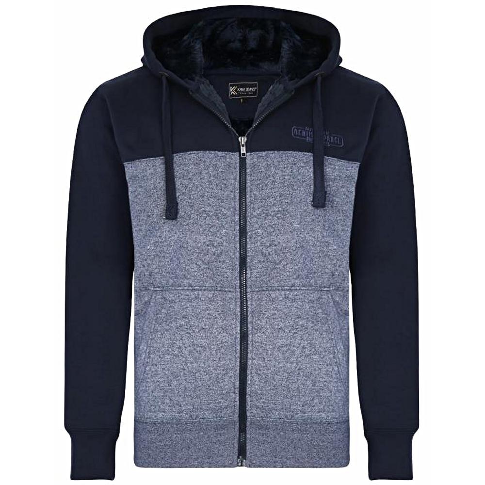 KAM KINGSIZE WARM SHERPA LINED HOODY NAVY