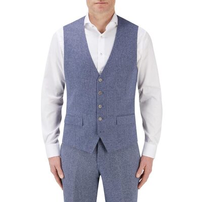 JUDE - SKOPES HERRINGBONE EFFECT WAISTCOAT BLUE