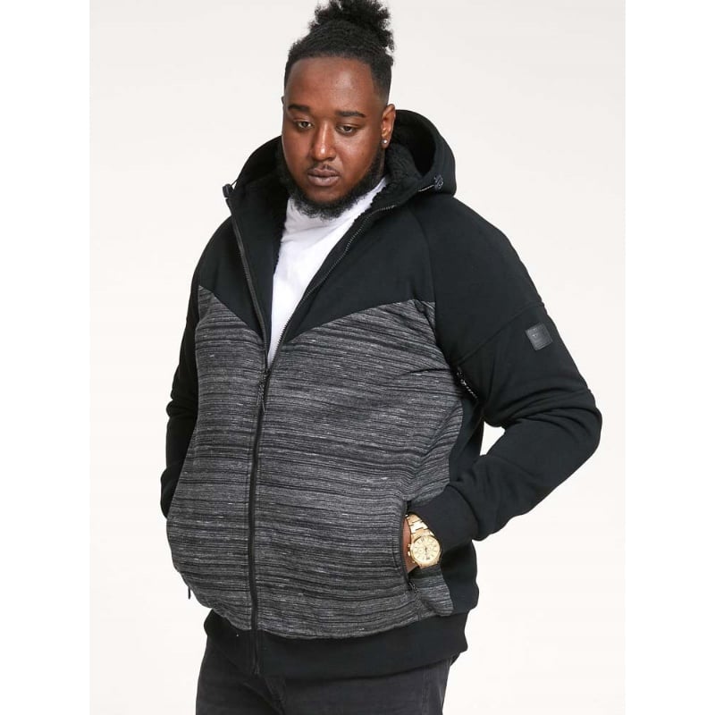 D555 CLIPSTONE Mens Sherpa Fleece Lined Hoody CHARCOAL