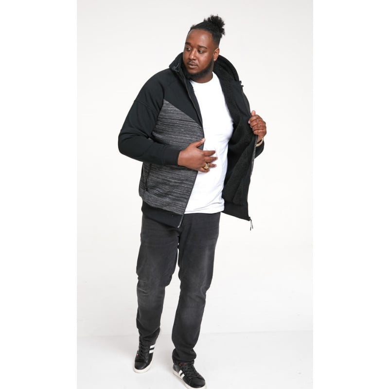 D555 CLIPSTONE Mens Sherpa Fleece Lined Hoody CHARCOAL