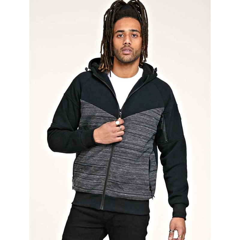 D555 CLIPSTONE Mens Sherpa Fleece Lined Hoody CHARCOAL