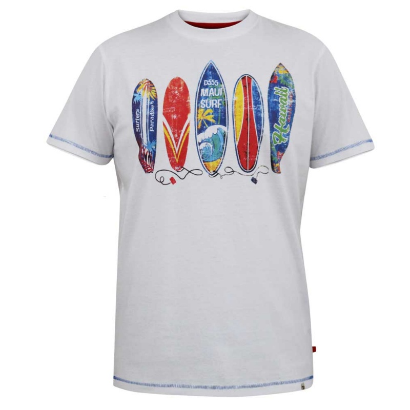 D555 Bridgford Surf Board Print Big Tee White