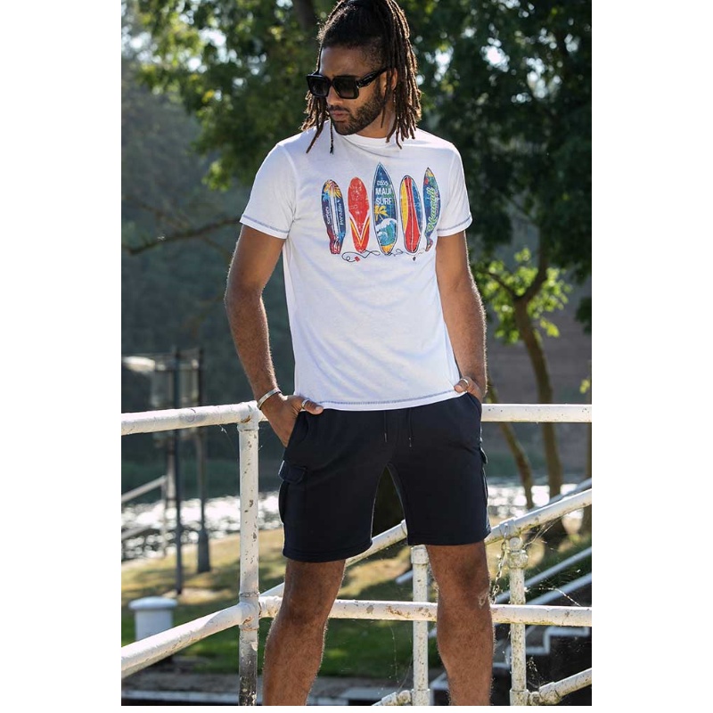 D555 Bridgford Surf Board Print Big Tee White
