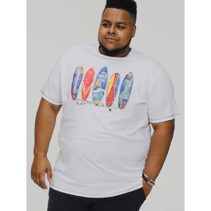 D555 Bridgford Surf Board Print Big Tee White