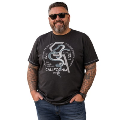 D555 Cortex Big Mans California Snake Print Tee Black