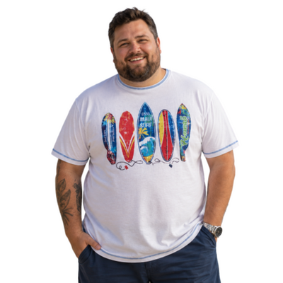 D555 Bridgford Surf Board Print Big Tee White