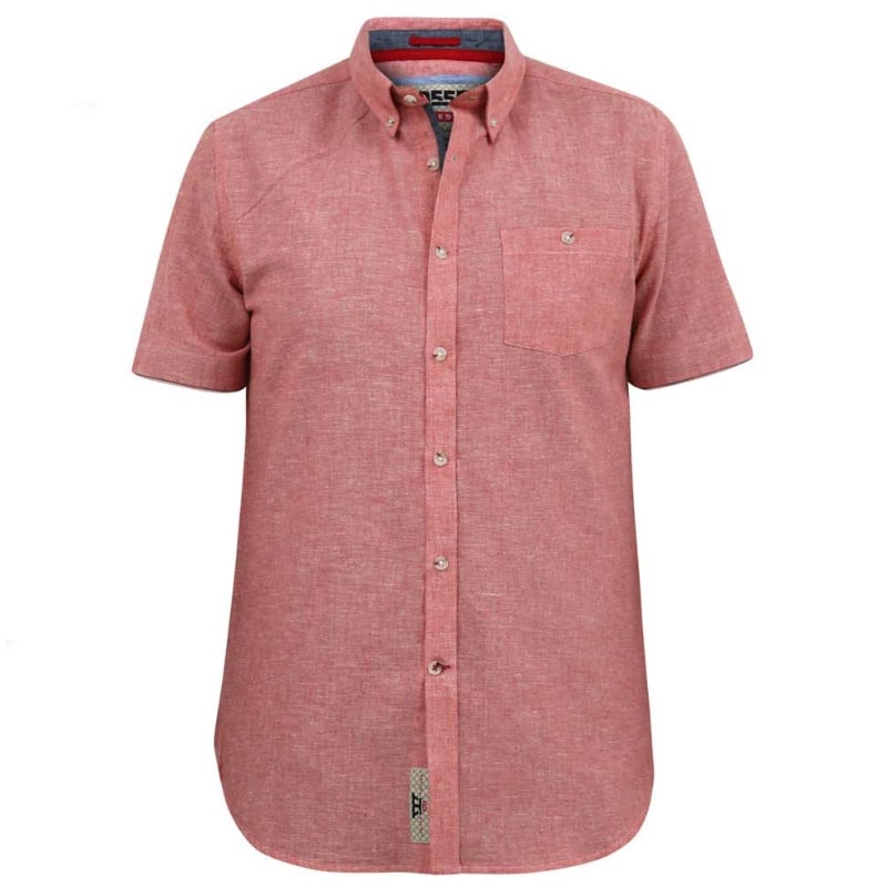 D555 HAZELWOOD LINEN MIX SHORT SLEEVE SHIRT SALMON - 6XL CLEARANCE