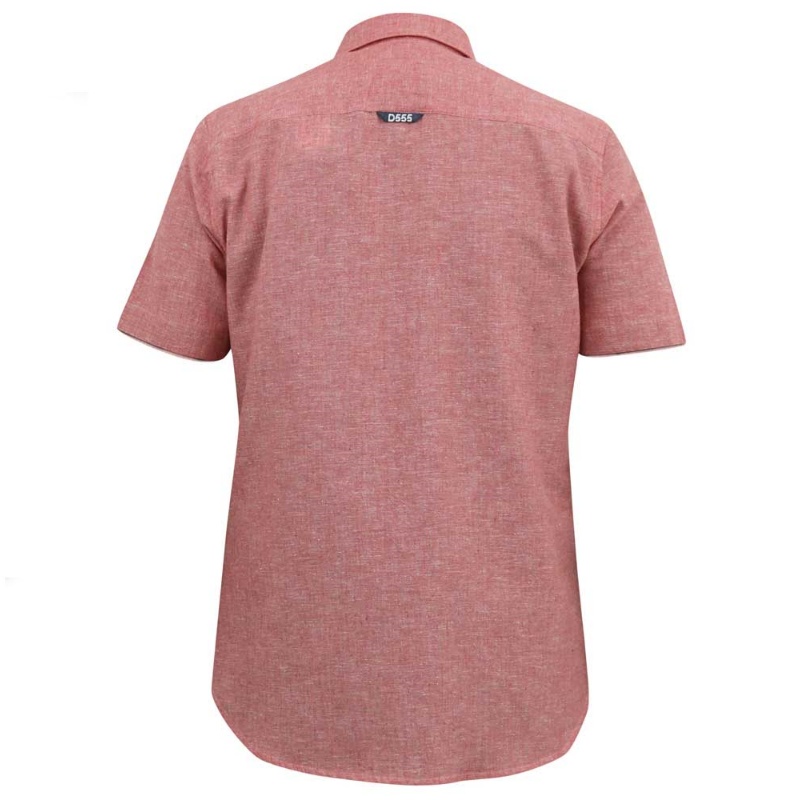 D555 HAZELWOOD LINEN MIX SHORT SLEEVE SHIRT SALMON - 6XL CLEARANCE