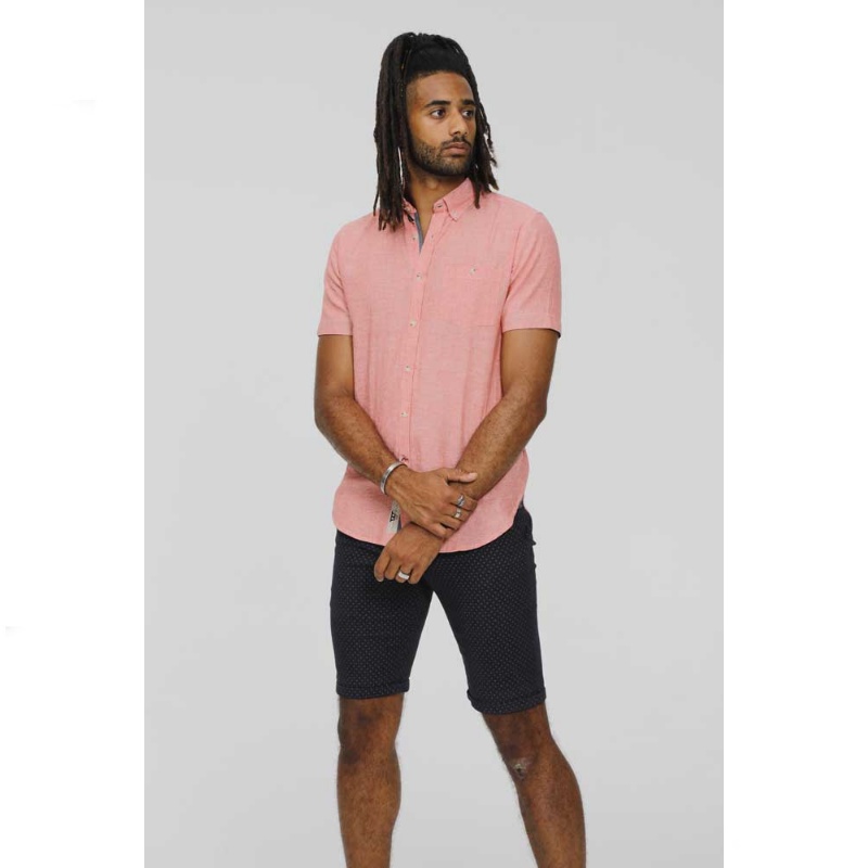 D555 HAZELWOOD LINEN MIX SHORT SLEEVE SHIRT SALMON - 6XL CLEARANCE