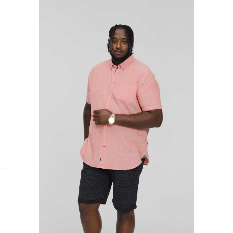 D555 HAZELWOOD LINEN MIX SHORT SLEEVE SHIRT SALMON - 6XL CLEARANCE