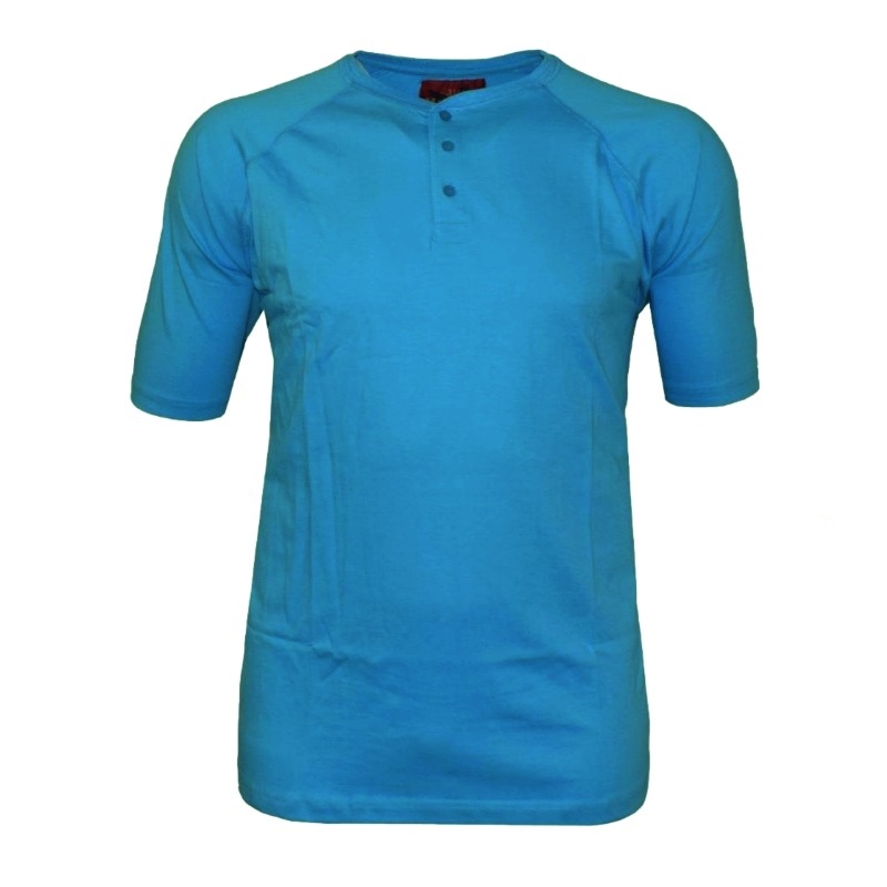 a blue Tee shirt with a red trim