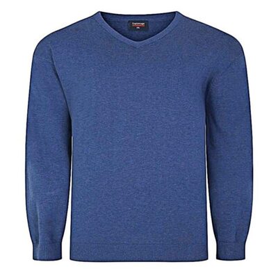 ESPIONAGE COTTON VEE NECK PULLOVER BLUE
