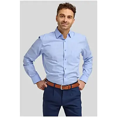 DOUBLE TWO PRINCE OF WALES CHECK LONG SLEEVE SHIRT BLUE