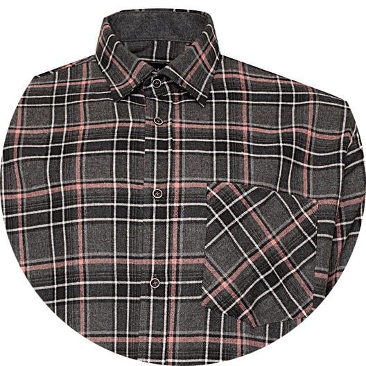 KAM Long Sleeve Flannel Check Shirt CHARCOAL P041