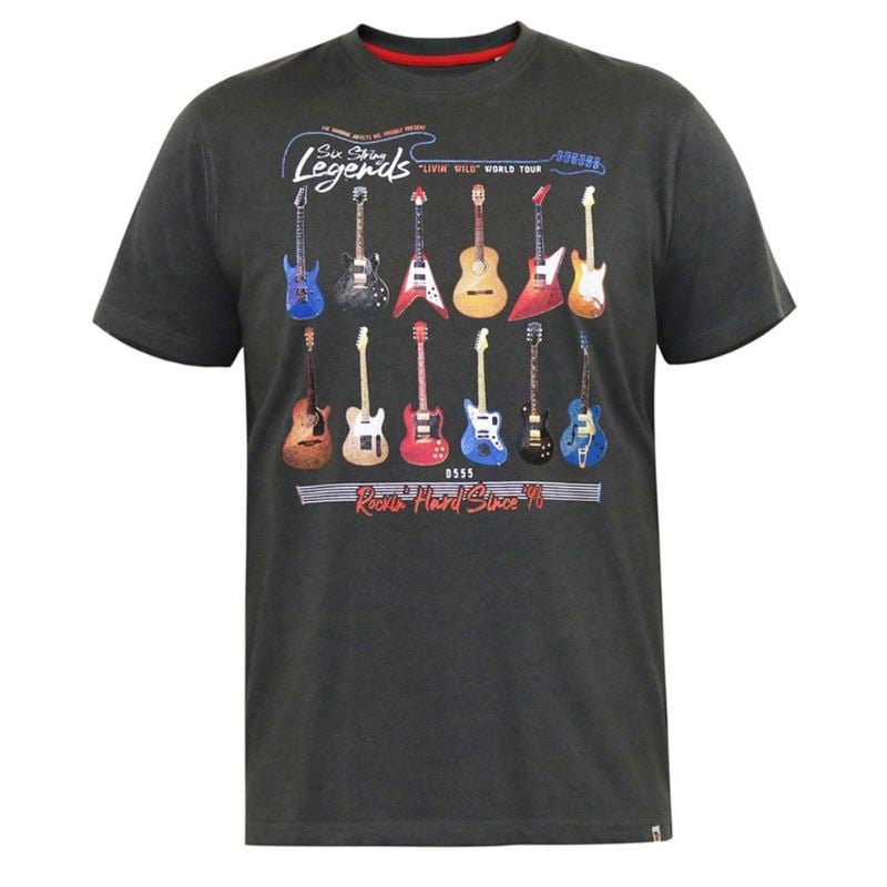 D555 JAIDEN LEGENDS GUITAR PRINT CREW NECK TEE SHIRT