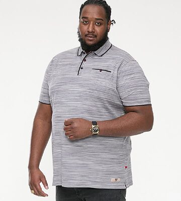 D555 VALOUR PIQUE RENO POLO WITH RIBBED COLLAR AND CUFFS GREY