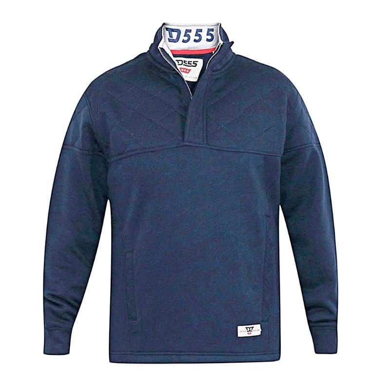 D555 SWANN BIG MENS QUARTER NECK SWEATSHIRT NAVY 6XL