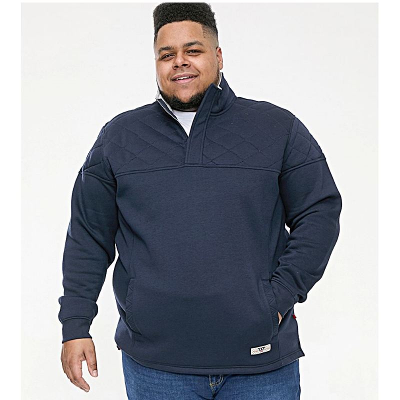 D555 SWANN BIG MENS QUARTER NECK SWEATSHIRT NAVY 6XL