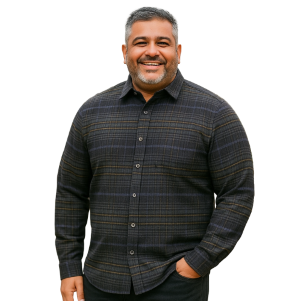 DG'S DRIFTER LONG SLEEVE CHECKED BRUSHED SHIRT GIOVANNI CHARCOAL