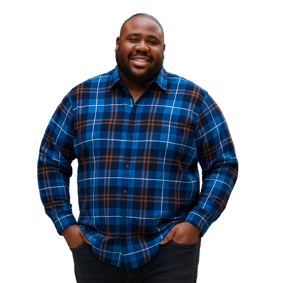 DG'S DRIFTER LONG SLEEVE CHECKED BRUSHED SHIRT GIOVANNI NAVY
