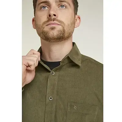 DOUBLE TWO CORDUROY LONG SLEEVE CASUAL SHIRT GREEN