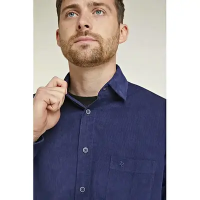 DOUBLE TWO CORDUROY LONG SLEEVE CASUAL SHIRT NAVY 