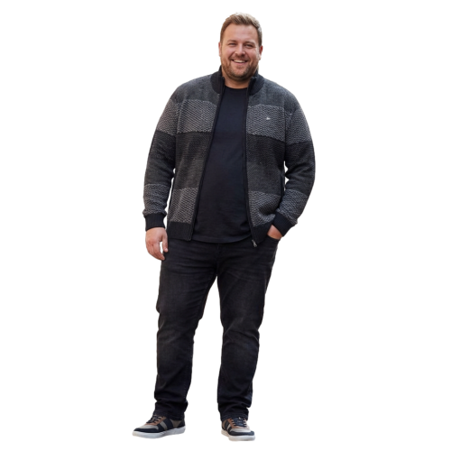 KAM Funnel Neck Zipper Cardigan Charcoal KBS96