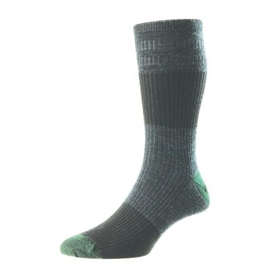 HJ HALL BLOCK STRIPE WOOL SOFT TOP SOCK BLACK 6-11 UK