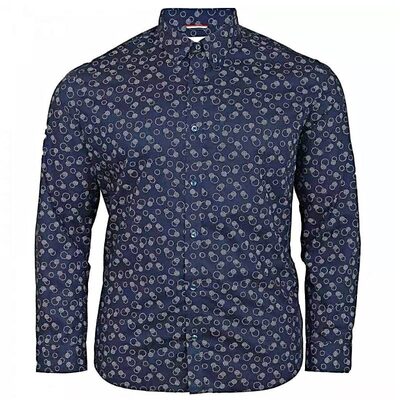BEN SHERMAN LONG SLEEVE STIPPLE PRINT SHIRT NAVY