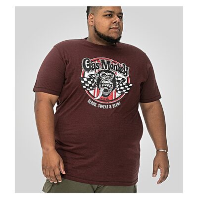 D555 Mens Official Gas Monkey Big T-Shirt Burgundy