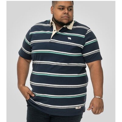 D555 Reading Big Men's Stripe Rugby Polo Shirt