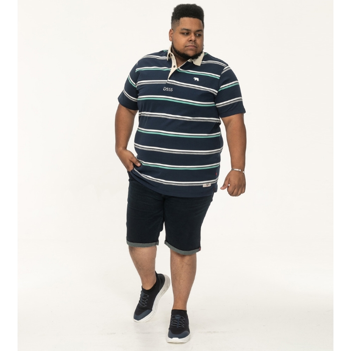 D555 Reading Big Men's Stripe Rugby Polo Shirt