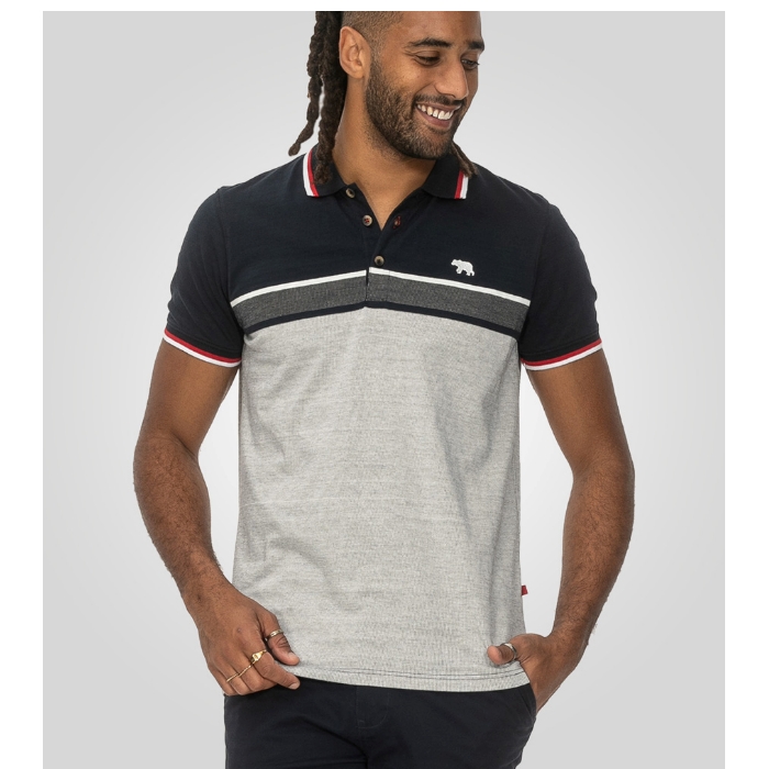 D555 Tipton Men's Stripe Jacquard Polo Shirt