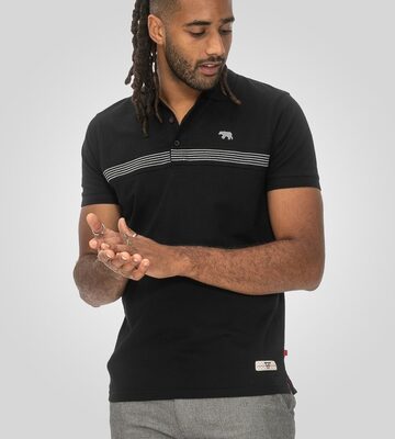 D555 Stafford Big Men's Cut and Sew Polo Shirt Black
