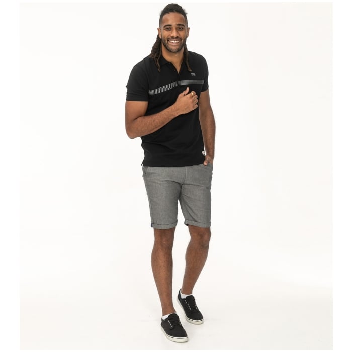 D555 Stafford Big Men's Cut and Sew Polo Shirt Black
